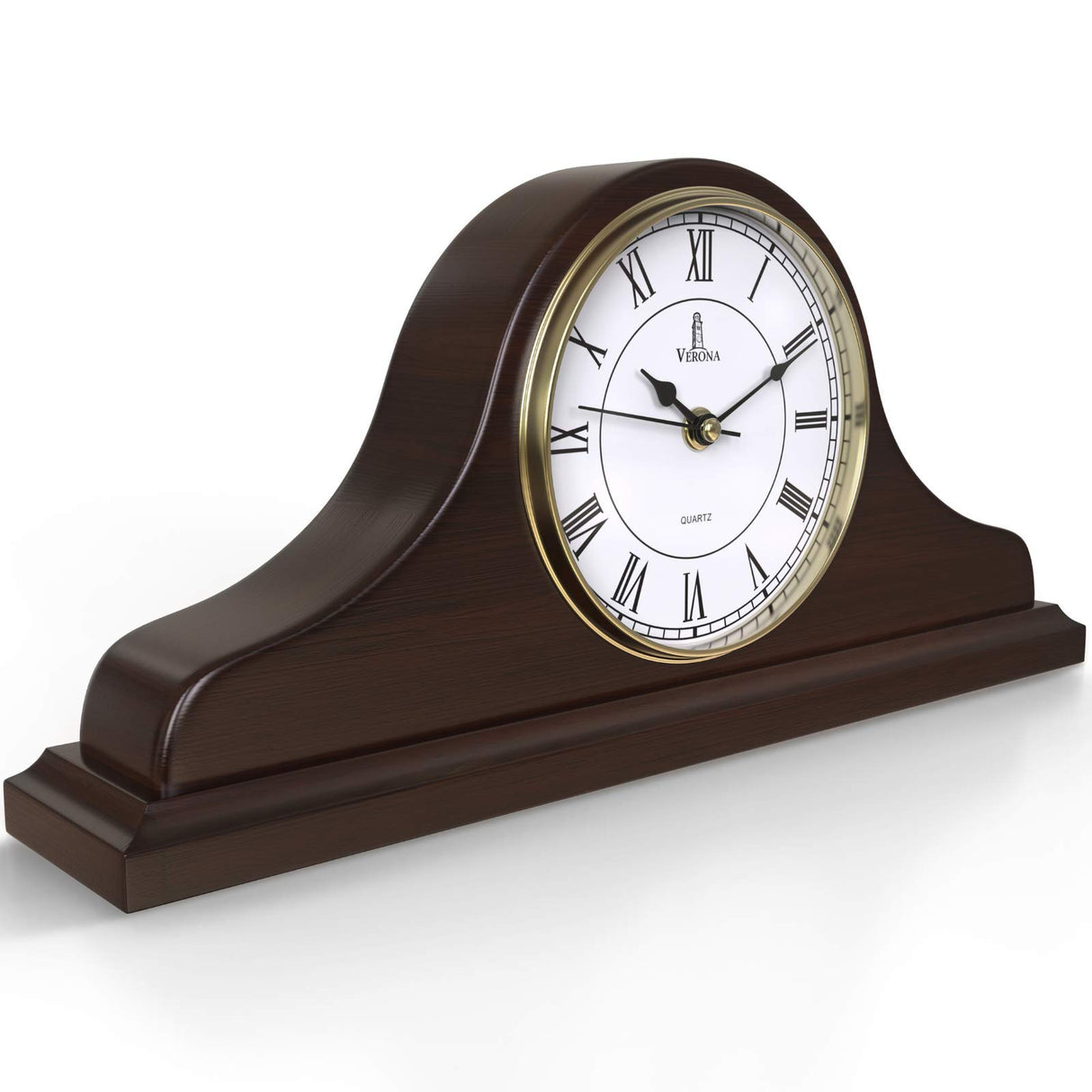 Mantel Clock Battery Operated - Wooden Mantle Clock - 15x7.5 - Silent, Made of Real Wood & Easy to Read - for Living Room Decor Above Fireplace Mantel, Office, Shelf, Table & Home Décor Gift Lovely Home Essentials