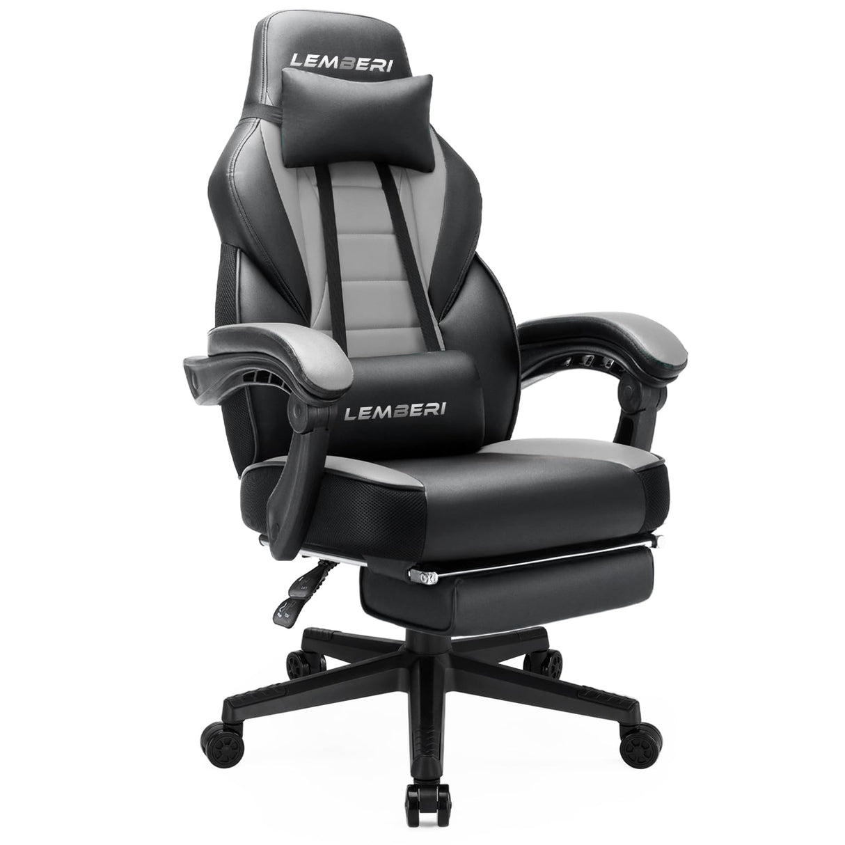 LEMBERI Gaming Chairs with Footrest,Ergonomic Video Game Chairs for Adults,Big and Tall Chair 400lb Weight Capacity, Racing Style Computer Gamer Chair with Headrest and Lumbar Support LEMBERI