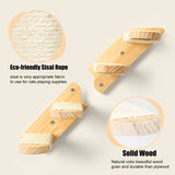 Cat Wall Steps Shelves Cat Climbing Shelf Reversible Wall Mounted, Wooden Four Step Cat Stairway with Scratching Sisal Rope for Cats Perch Platform Supplies Large Cats Scratching Post Activity Tree Erhalithegro