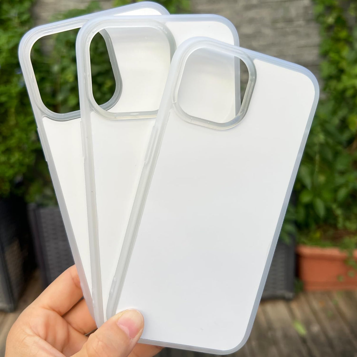 JUSTRY 5 Sets Sublimation Blanks Phone Case Bulk Covers Compatible with iPhone 15 Pro Max, 6.7-Inch, 2 in 1 2D Soft Rubber DIY Customizable Sub Cases +Aluminum Insert Matte,Easy to Sublimate Clear JUSTRY