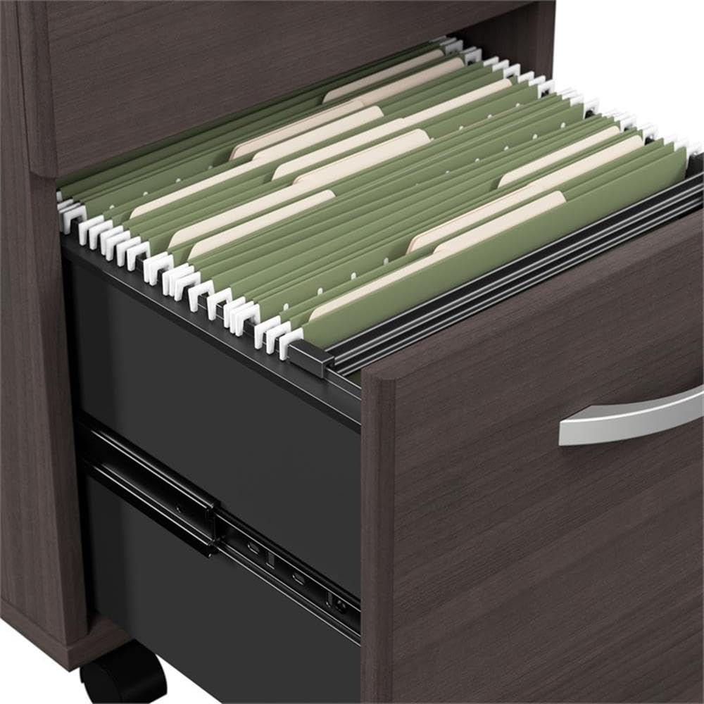 Bush Business Furniture Arrive 72W x 30D Reception Desk with Shelf and Mobile File Cabinet in Storm Gray Bush Furniture