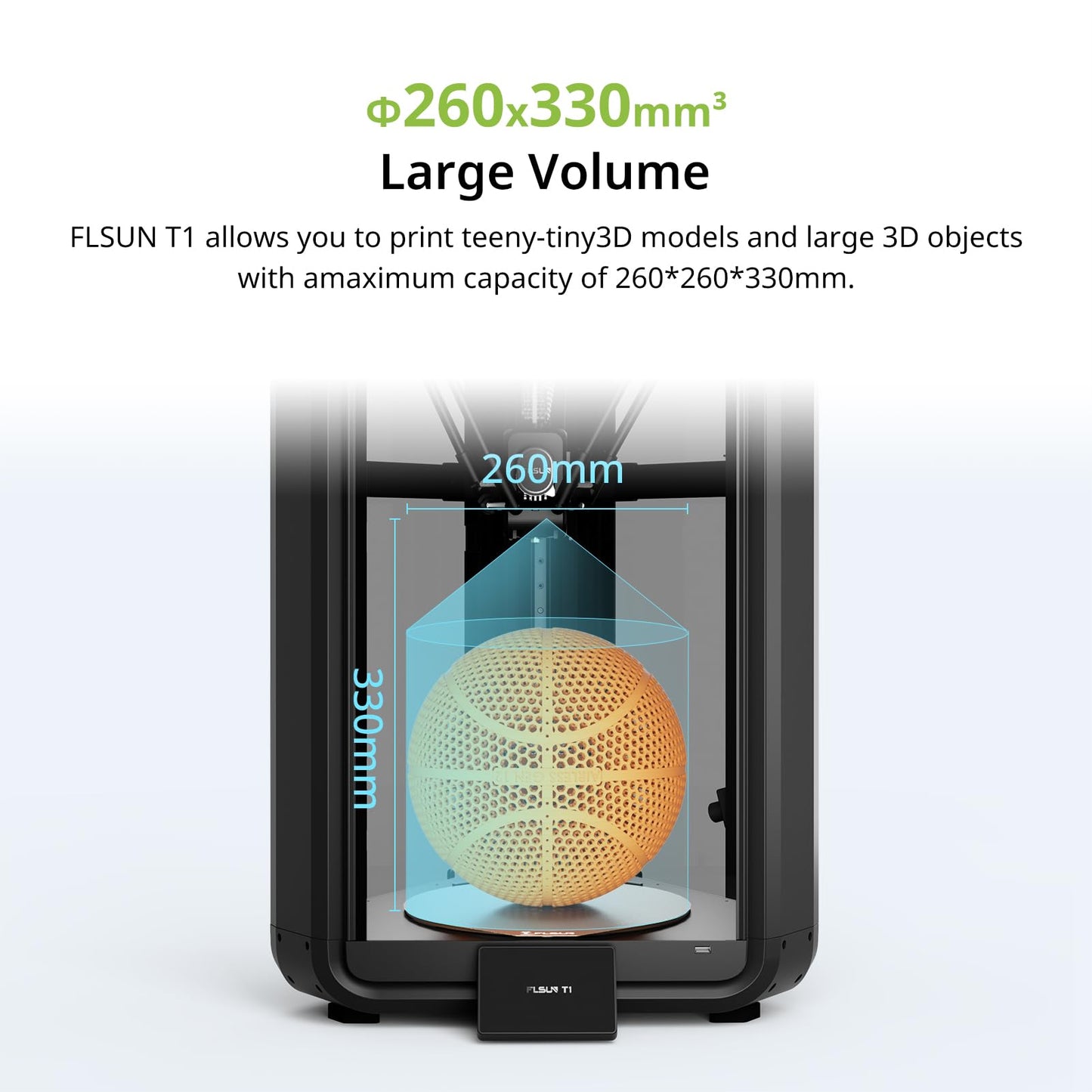 FLSUN T1 3D Printer,1000mm/s Ultra-High Speed 3D Printer, Acceleration 30000mm/s2,300°C Direct Extruder with Integrated Nozzle,10.25x10.25x12.99 inch