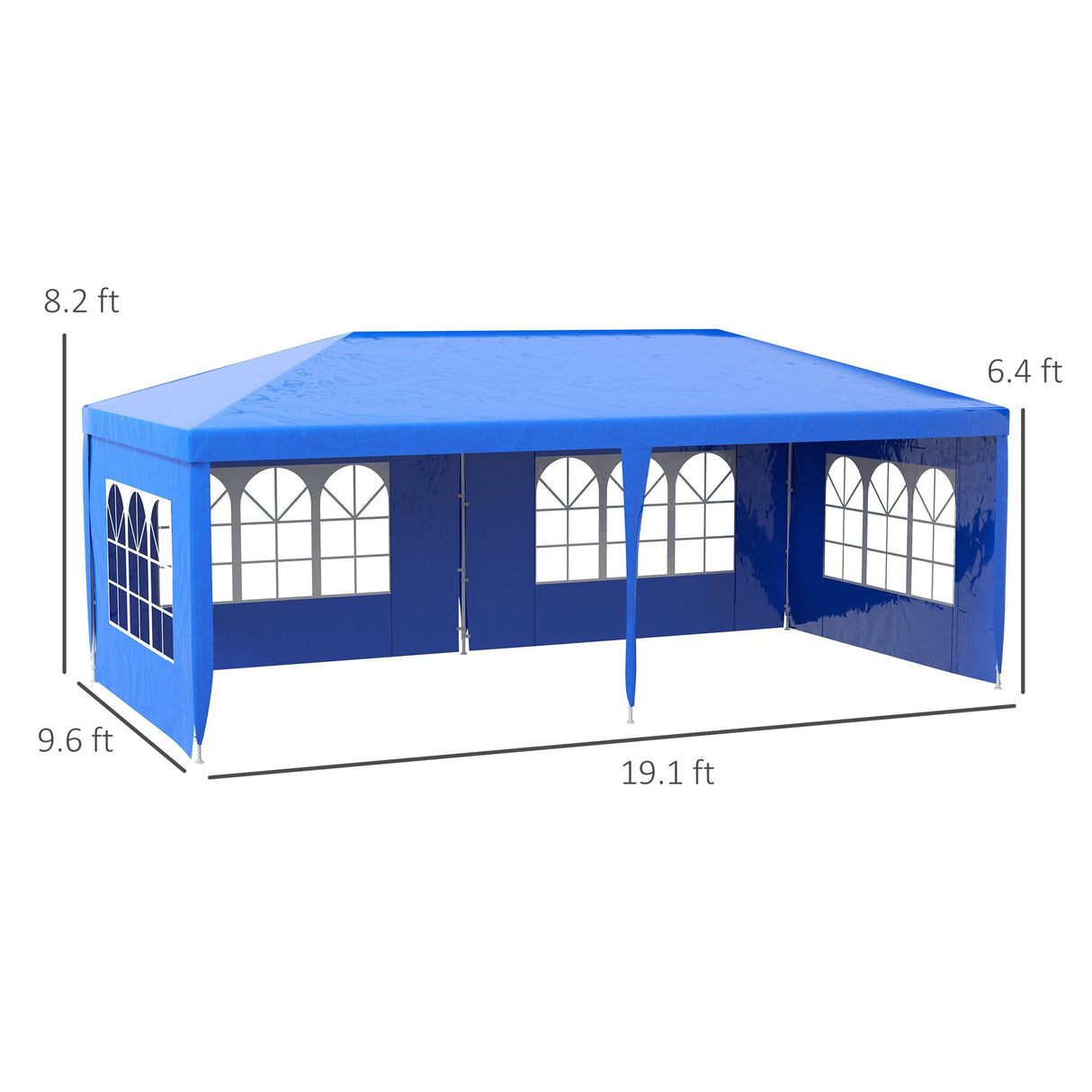 Outsunny 10' x 20' Large Party Tent, Outdoor Event Shelter, Gazebo Canopy with 4 Removable Window Sidewalls for Weddings, Blue Outsunny