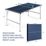 Tiktun Ping Pong Table, Foldable Tennis Table,with 2 Table Tennis Paddles and 3 Balls, Indoor/Outdoor Portable Table Tennis Game with Net,Blue,Medium Tiktun