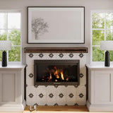 Modern Ember Oak Park 60 Inch Coffee Bean Fireplace Wooden Mantel Shelf with Gold Bronze Metal Trim, Oak Wood, Handcrafted Contemporary Mantel, 60" x 9" x 5" Modern Ember