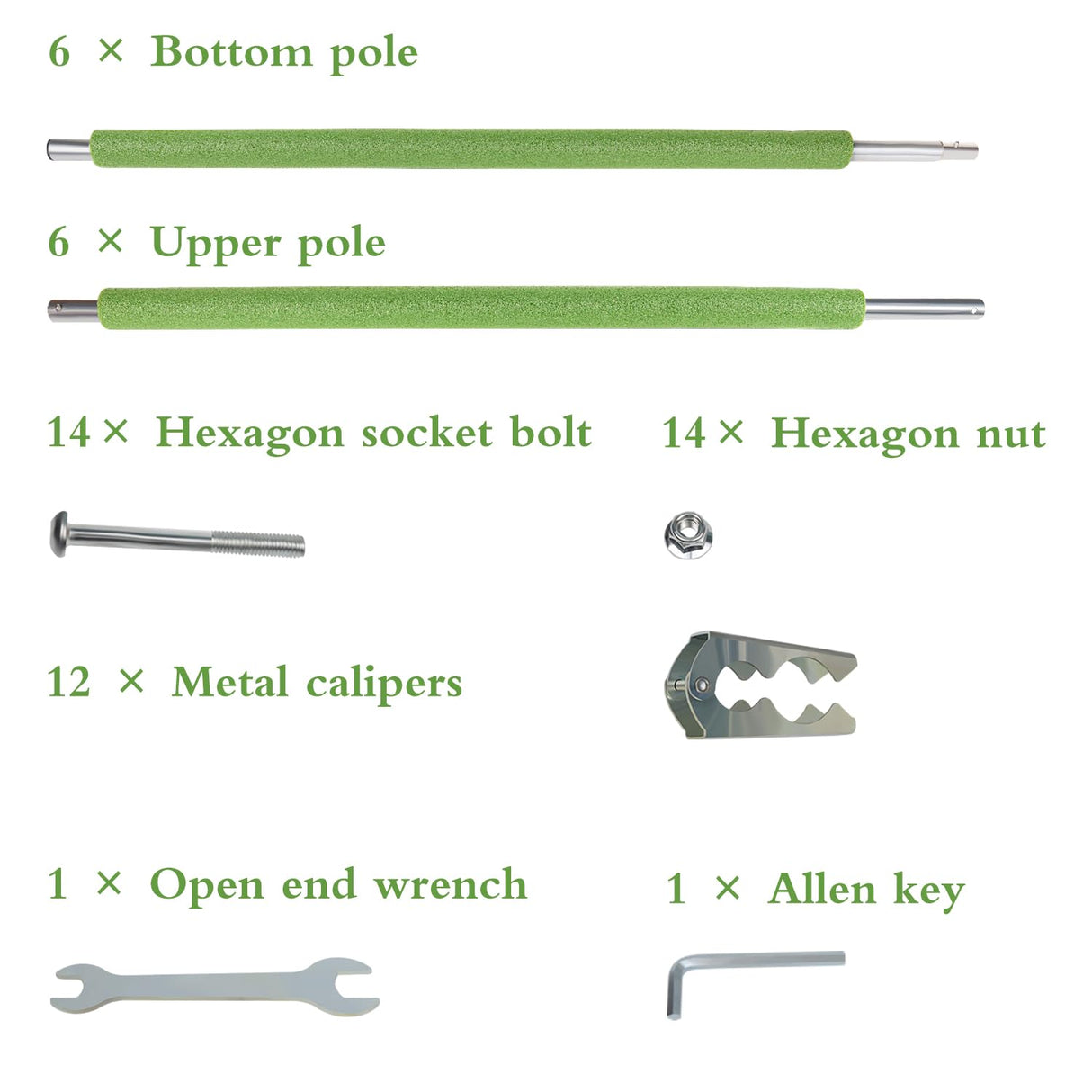 Universal Trampoline Poles, Replacement Poles with Clamp and Hardware and Enclosure Pole Connecters and Screws and Bolts, Pole Caps Fits Most Trampoline JEVEZEE