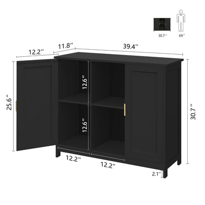 TaoHFE Black Storage Cabinet,Credenza Buffet Cabinet Wooden Coffee Bar Cabinet Buffet Table Black Sideboard Thin Cabinet for Narrow Spaces Entry Cabinet Hallway Cabinet for Kitchen,Living Roo - WoodArtSupply