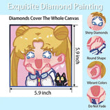 PERFECTSIGHT Cute 5D Diamond Art Kits with Wooden Frame, Kawaii DIY Painting Art for Adults Teen, Diamond Arts and Crafts Sets, Big Gem Full Drill Diamond Dots for Women Beginners (Moon) PERFECTSIGHT
