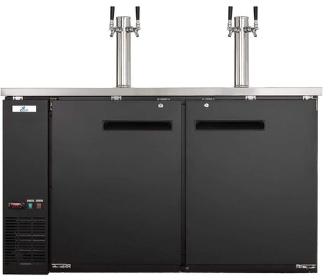 cooler depot Beer Keg Dispenser Kegerator Commercial Refrigerator Beer double Taps 60" - Black, Half-KegX2, TowerX2,2 Taps cooler depot