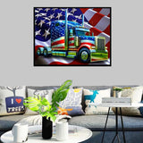 Generic DIY 5D Diamond Art Painting Kits for Adult, US Flag Truck Full Round Drill Cross Stitch Embroidery Kits for Home Wall Decor Gifts(16x12inch/40×30cm), ZHILAI001 WoodArtSupply