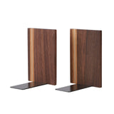 Muso Wood Artist Bookends, Decorative Bookshelf Book Ends Heavy Duty Bookends Desktop Organize Books Wooden Book Ends for Home Office Kitchen 6"x4" Walnut 4pcs muso wood