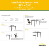 Jorohiker 5' x 8' Grill Gazebo Replacement Canopy Roof Only,Waterproof Double Tiered Shelter Cover,Outdoor BBQ Gazebo Canopy Top Fit for Gazebo Model L-GG001PST-F Jorohiker