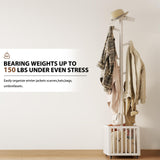 AQIMUELE Kids Coat Rack,Rubber Wood Entryway Coat Rack with 6 Hook for Bedrooms,Coat Tree(White) AQIMUELE