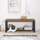 FOLUBAN Entryway Bench, Modern Shoe Storage Bench, Rustic Wood and Metal Entry Bench for Hallway Front Door Entrance, Industrial Indoor Bench for Bedroom Living Room, Oak, 43.3 Inch FOLUBAN