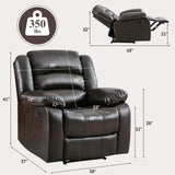 ANJ Faux Leather Recliner Chairs, Set of 2, Manual Reclining with 150-Degree Recline, Dark Brown (2, Dark Brown) ANJ