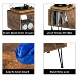 Tohomeor Vinyl Record Player Stand with LED Light Charging Station USB Port Turntable Stand LPs Album Storage Cabinet Wooden Sofa End Table Nightstand for Bedroom Living Room Office Tohomeor