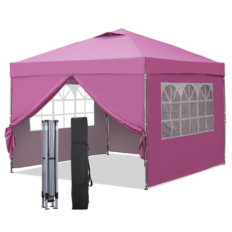 GDY 10x10ft Pop-up Paint Tent, Pink Canopy Tent, Instant Shelter Portable Outdoor Canopies with 4 Removable Side Walls. GDY