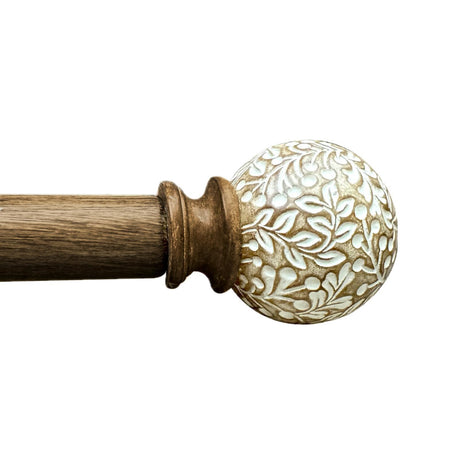 Wood Curtain Rod For Windows 16 to 88 Inch, 1Inch Adjustable Curtain Rod, Brown Wood Grain, Farmhouse Rustic Heavy Duty Curtain Rod WoodArtSupply