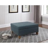 HomePop Home Decor | Luxury Square 32” Storage Ottoman with Lift Off Lid | Ottoman with Storage for Living Room & Bedroom, Navy HomePop