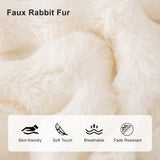 AMWAN Cozy Faux Fur Couch Cover Large Fuzzy Blanket for Sofabed,Loveseat Thick Cozy Shaggy Sofa Slipcover for Sectional,L Shaped Sofa Pets Multifunctional Throws Living Room Decor,Cloud White,71x134’’ AMWAN