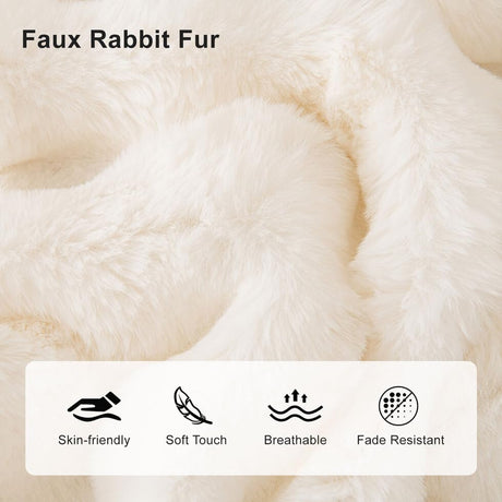 AMWAN Cozy Faux Fur Couch Cover Large Fuzzy Blanket for Sofabed,Loveseat Thick Cozy Shaggy Sofa Slipcover for Sectional,L Shaped Sofa Pets Multifunctional Throws Living Room Decor,Cloud White,71x134’’ AMWAN