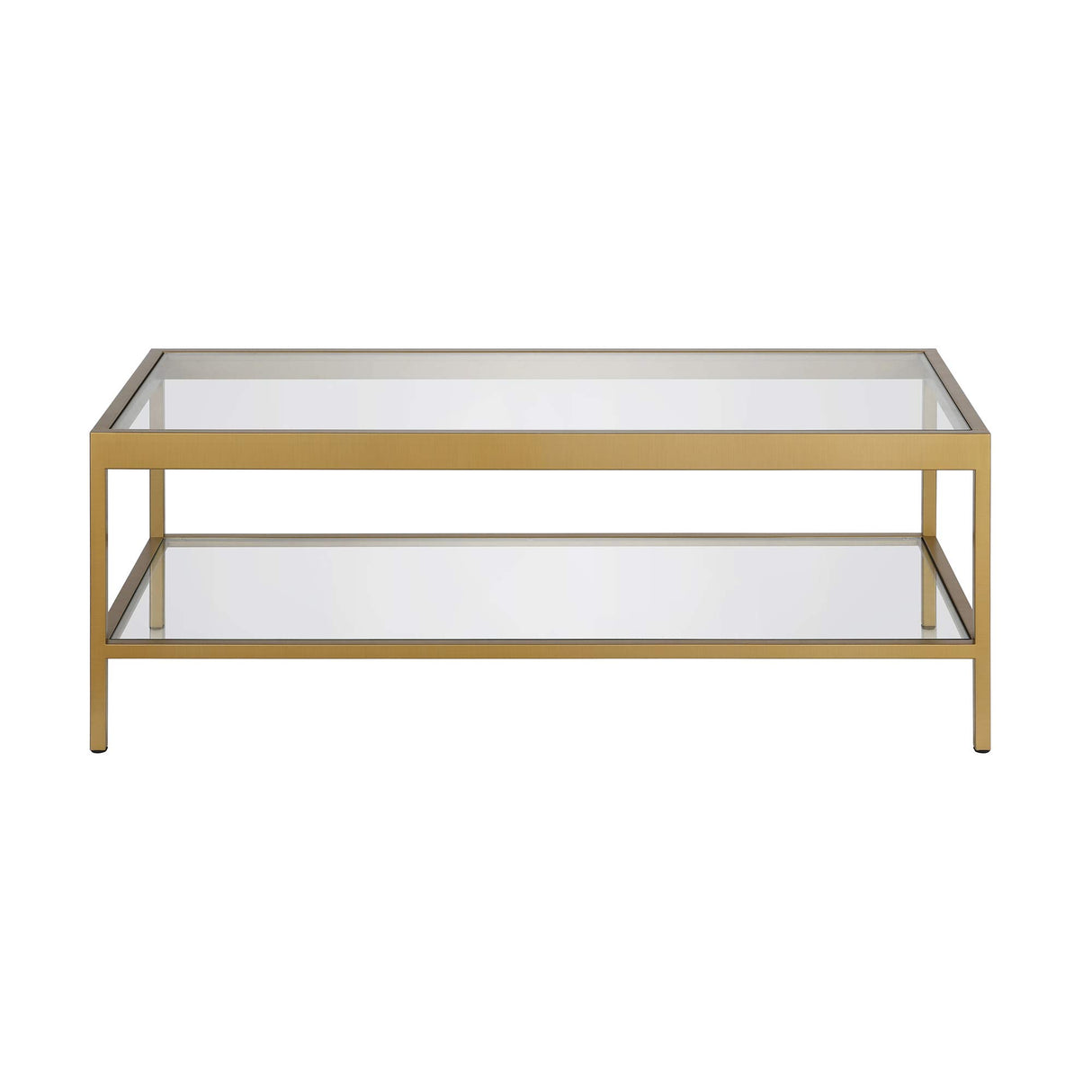 Henn&Hart 45" Wide Rectangular Rectangular Coffee Table in Brass, Modern Rectangular Coffee Tables for living room, studio apartment essentials Henn&Hart