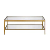 Henn&Hart 45" Wide Rectangular Rectangular Coffee Table in Brass, Modern Rectangular Coffee Tables for living room, studio apartment essentials Henn&Hart
