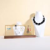 GemeShou wooden earring holder organizer for girls, walnut stud earring display stand for boutique store, jewelry storage organizer shelf【Walnut stand-One Tier】 GemeShou