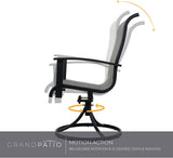 Grand patio Outdoor Dining Set for 6, Patio Dining Set with 6-Piece Mesh Sling Rocking Chairs, 1-Piece Large Rectangular Woodgrain Dining Table with Umbrella Hole, Black & Grey Plaid Grand patio