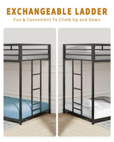 Twin Over Twin Bunk Bed - LifeSky Metal Low Profile Bunkbed with Side Ladder Black LIFE SKY