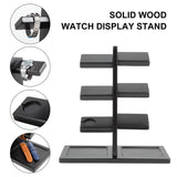 Xnwouco Watch Stand for Men, Watch Display Stand with Charger Groove, Wooden Watch Holder Stand, Jewelry Holder Organizer for Rings, Jewelry, Coins Bracelets, Great Gifts for Men Women, Black Xnwouco