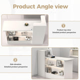 Anzhap Reception Desk with Counter - Front Desk Reception Counter with Hidden Cable Management, Lockable Drawer and Storage Cabinet for Salon,Office,Lobby,Cashier (White+Natural/Right,59"L*19"W*39"H) Anzhap