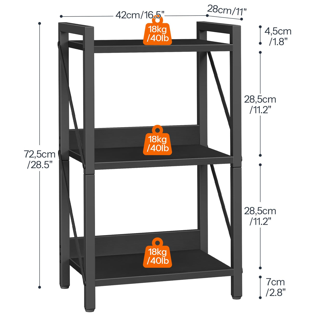 HOOBRO Bookshelf, 3-Tier Industrial Bookcase, Book Shelf Storage Organizer, Small Bookshelf with Metal Frame for Living Room, Bedroom, Home Office, Kitchen, Black BB71SJ01 HOOBRO