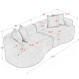 KEIKI 113" Oversized Chenille Curved Modular Sectional Sofa with High-Density Sponge, Upholstered Modern Style 4-Seater Compression Cloud Couch, No Assembly Needed, for Apartment, Living Room, Green KEIKI