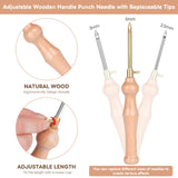 MSDADA 21PC Punch Needle Embroidery Kit - Adjustable Tool, Wooden Handle Pen, Hoops, Cloth, Big Eye Needles, Threaders (Pink) MSDADA