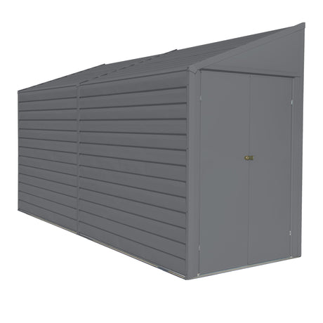 Arrow Yardsaver 4' x 10' Galvanized Steel Outdoor Storage Shed with Sloped Roof and Double-Door Entry, UV-Resistant Steel Floorless Compact Storage Shed, Charcoal Arrow