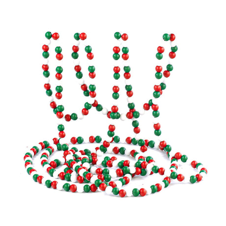 HSONAIGEE 16 Feet Christmas Wooden Beads Garland, Red Green and White Vintage Christmas Tree Bead Garland Farmhouse Fall Decor for Home and Festival Decoration HSONAIGEE