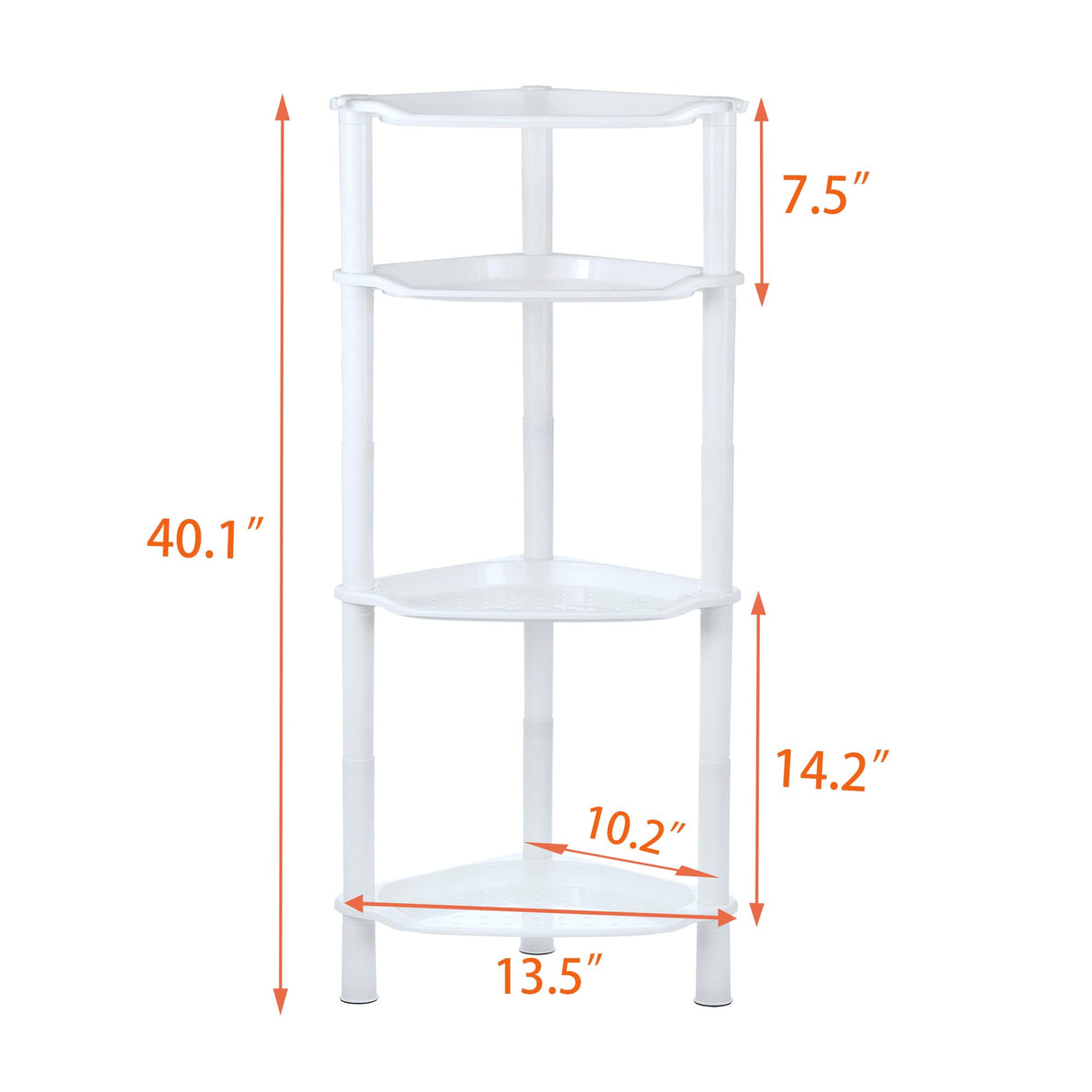 4 Tier Corner Shower Caddy, Rustproof, Plastic Shower Organizer for Bathroom, Bathtub, Shower pan, Bath Accessories Shower Caddies, 13.5 x 10 x 33.5 Inches, White (Round Slot White 4 Tier) SLZBCY