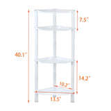 4 Tier Corner Shower Caddy, Rustproof, Plastic Shower Organizer for Bathroom, Bathtub, Shower pan, Bath Accessories Shower Caddies, 13.5 x 10 x 33.5 Inches, White (Round Slot White 4 Tier) SLZBCY
