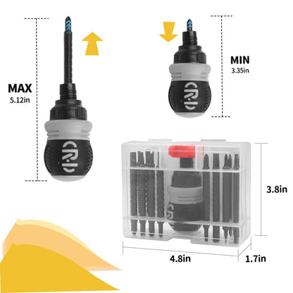 hyhenlil 26-in-1 Ratcheting Multi-Functional Double-Head Screwdriver with Storage Box, Stubby Repair Tool, Multi-Purpose Installation Tool, Removable/Adjustable/Reversible/Switchable/Portable - WoodArtSupply