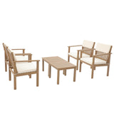SUNSITT Patio Set 6 Piece Acacia Wood Outdoor Patio Furniture Set FSC Certified Bistro Table and Chairs with Cream White Cushions for Balcony, Porch, Backyard SUNSITT