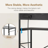 Anycoo Bakers Rack with 3 Power Outlets, 4-Tier Kitchen Microwave Stand with Storage, Freestanding Kitchen Shelf Stand 23.6”L x 15.7”W x 51.2”H, Coffee Bar Table, Black Anycoo