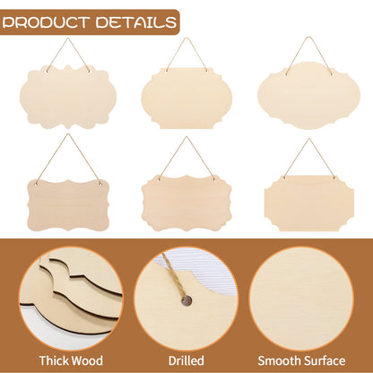 12PCS Unfinished Wood Crafts Blanks Hanging Wood Sign Rectangle Wooden Plaque for Painting with Rope Unfinished Wood Signs for Wood Burning DIY Crafts 8.9 x5.8 Inches Wood Slices for Home Decor