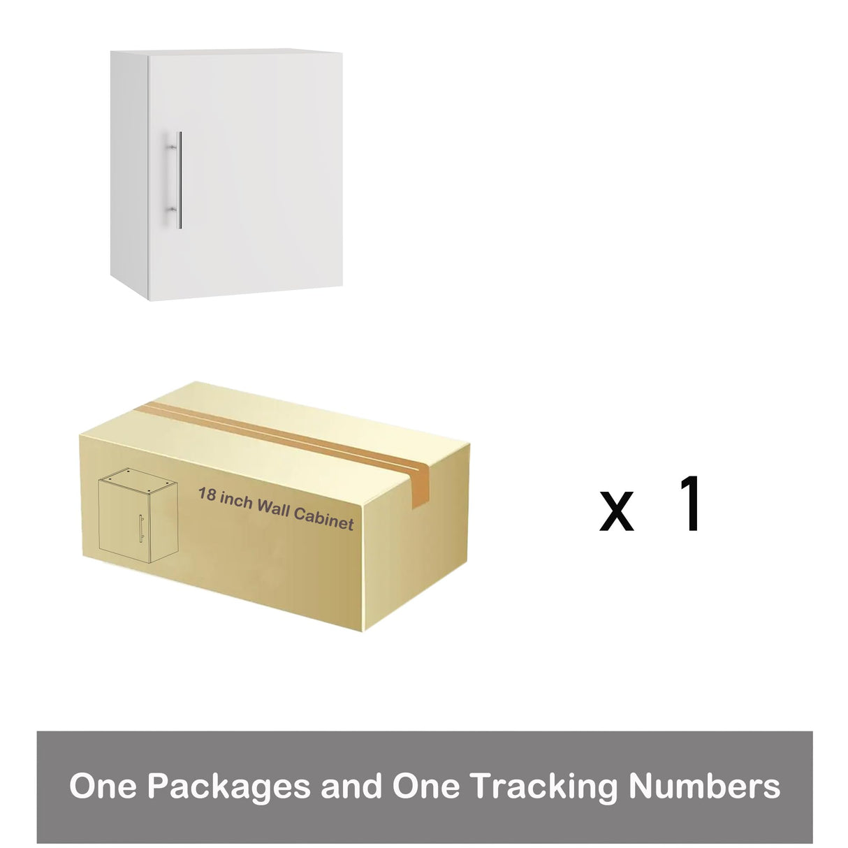 JPND Small Wall Cabinet, 18" W x 12" D x 20" H Wooden Wall Mounted Storage Cabinet, 1 Door Cabinet with Soft Close and Metal Handle and Adjustable Shelf, for Kitchen, Garage, Laundry, Bathroom, White JPND