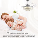 NOXARTE 48 Inch Crystal Chandelier Ceiling Fan with Light Fandelier Ceiling Fan with Light Retractable Blades Fan with Remote Control 48" Dimmable Fandelier for Bedroom Living Room NOXARTE