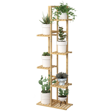 Laiensia Bamboo Plant Stand Rack 6 Tier,Multiple Stand Holder Shelf Rack, Indoor&Outdoor Planter Display Shelves for Patio Garden, Living Room, Corner Balcony and Bedroom,Wood Color Laiensia