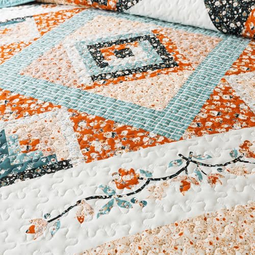 BEDIFANY Cotton Quilts Queen Size Sets - Lightweight Bedspreads Queen Size - Lightweight Garden Style Queen Quilt Bedding Sets for Bed Decorations for All Seasons, 3 Pieces BEDIFANY