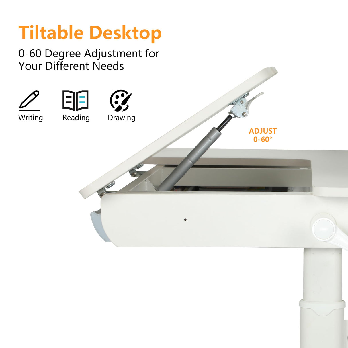 FCD Desk and Chair for Kids, Wood Ergonomic Multi Function Adjustable Study Desk and Chair Set, Drafting Table and Computer Station for Children 5-18 (Blue Chair, Bookshelf Not Included) FCD