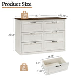 Vikiullf 6 Drawer Dresser - Farmhouse Dresser for Bedroom, Wooden Chest of Drawers, Storage Drawers for Bedroom, Living Room, Hallway, Entryway Organizer, Rust Oak White Vikiullf