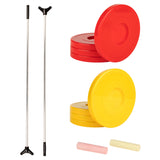 Champion Sports Shuffleboard Game Set, 2 Cues, 8 Pucks, Chalk - Outdoor Games for Adults and Family Red Champion Sports